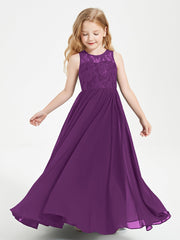 Abiti Damigella Junior Lunghi Top In Pizzo Trasparente Viola