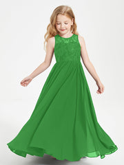 Abiti Damigella Junior Lunghi Top In Pizzo Trasparente Verde