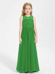 Abiti Damigella Junior Lunghi Top In Pizzo Trasparente Verde