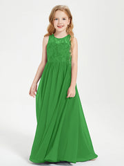 Abiti Damigella Junior Lunghi Top In Pizzo Trasparente Verde