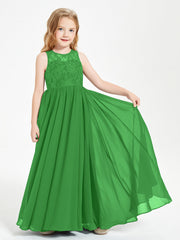 Abiti Damigella Junior Lunghi Top In Pizzo Trasparente Verde