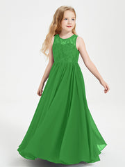 Abiti Damigella Junior Lunghi Top In Pizzo Trasparente Verde