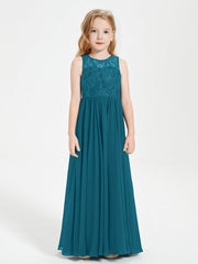 Abiti Damigella Junior Lunghi Top In Pizzo Trasparente Blu Inchiostro
