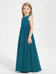 Abiti Damigella Junior Lunghi Top In Pizzo Trasparente Blu Inchiostro