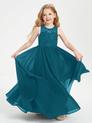Abiti Damigella Junior Lunghi Top In Pizzo Trasparente Blu Inchiostro