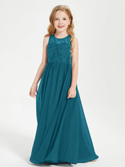 Abiti Damigella Junior Lunghi Top In Pizzo Trasparente Blu Inchiostro