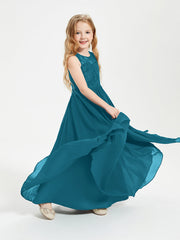 Abiti Damigella Junior Lunghi Top In Pizzo Trasparente Blu Inchiostro