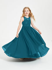 Abiti Damigella Junior Lunghi Top In Pizzo Trasparente Blu Inchiostro