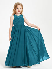 Abiti Damigella Junior Lunghi Top In Pizzo Trasparente Blu Inchiostro