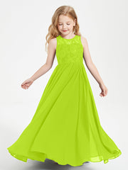 Abiti Damigella Junior Lunghi Top In Pizzo Trasparente Verde Lime