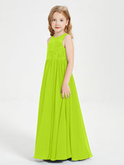 Abiti Damigella Junior Lunghi Top In Pizzo Trasparente Verde Lime