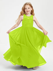 Abiti Damigella Junior Lunghi Top In Pizzo Trasparente Verde Lime