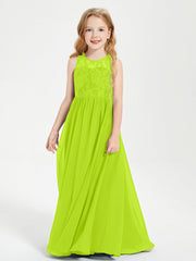 Abiti Damigella Junior Lunghi Top In Pizzo Trasparente Verde Lime