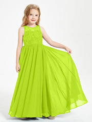Abiti Damigella Junior Lunghi Top In Pizzo Trasparente Verde Lime