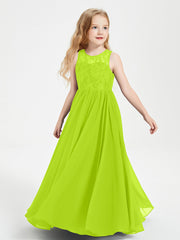 Abiti Damigella Junior Lunghi Top In Pizzo Trasparente Verde Lime