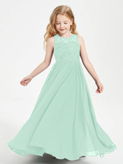 Abiti Damigella Junior Lunghi Top In Pizzo Trasparente Verde Menta