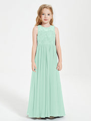 Abiti Damigella Junior Lunghi Top In Pizzo Trasparente Verde Menta
