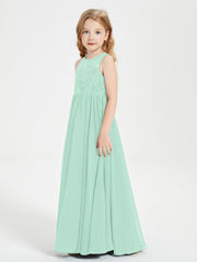 Abiti Damigella Junior Lunghi Top In Pizzo Trasparente Verde Menta