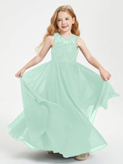 Abiti Damigella Junior Lunghi Top In Pizzo Trasparente Verde Menta