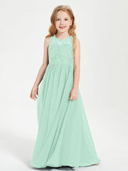 Abiti Damigella Junior Lunghi Top In Pizzo Trasparente Verde Menta