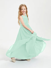 Abiti Damigella Junior Lunghi Top In Pizzo Trasparente Verde Menta