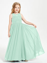 Abiti Damigella Junior Lunghi Top In Pizzo Trasparente Verde Menta