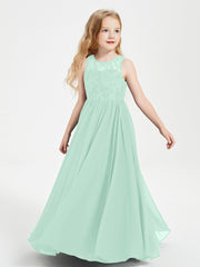 Abiti Damigella Junior Lunghi Top In Pizzo Trasparente Verde Menta
