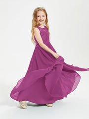 Abiti Damigella Junior Lunghi Top In Pizzo Trasparente Orchidea