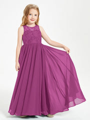 Abiti Damigella Junior Lunghi Top In Pizzo Trasparente Orchidea