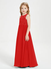 Abiti Damigella Junior Lunghi Top In Pizzo Trasparente Rosso