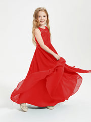 Abiti Damigella Junior Lunghi Top In Pizzo Trasparente Rosso