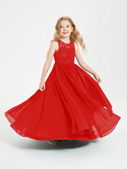 Abiti Damigella Junior Lunghi Top In Pizzo Trasparente Rosso