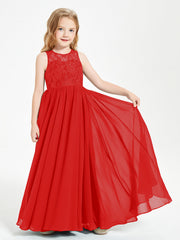 Abiti Damigella Junior Lunghi Top In Pizzo Trasparente Rosso