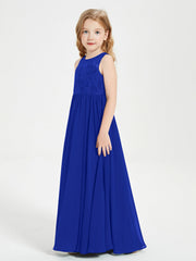Abiti Damigella Junior Lunghi Top In Pizzo Trasparente Blu Royal