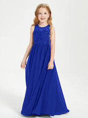 Abiti Damigella Junior Lunghi Top In Pizzo Trasparente Blu Royal