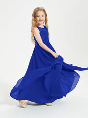 Abiti Damigella Junior Lunghi Top In Pizzo Trasparente Blu Royal