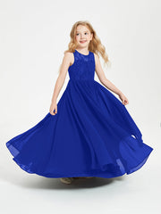 Abiti Damigella Junior Lunghi Top In Pizzo Trasparente Blu Royal