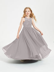 Abiti Damigella Junior Lunghi Top In Pizzo Trasparente Argento