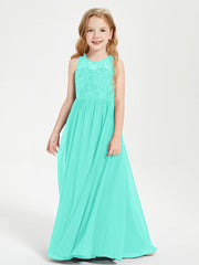 Abiti Damigella Junior Lunghi Top In Pizzo Trasparente Azzurro Spa