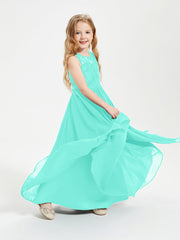 Abiti Damigella Junior Lunghi Top In Pizzo Trasparente Azzurro Spa