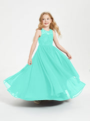 Abiti Damigella Junior Lunghi Top In Pizzo Trasparente Azzurro Spa