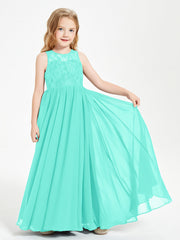 Abiti Damigella Junior Lunghi Top In Pizzo Trasparente Azzurro Spa