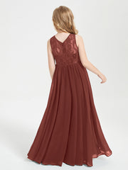 Abiti Damigella Junior Lunghi Top In Pizzo Trasparente Terracotta