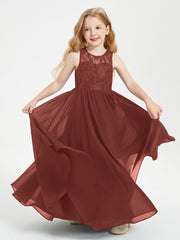 Abiti Damigella Junior Lunghi Top In Pizzo Trasparente Terracotta