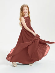 Abiti Damigella Junior Lunghi Top In Pizzo Trasparente Terracotta