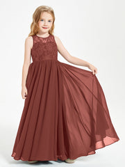 Abiti Damigella Junior Lunghi Top In Pizzo Trasparente Terracotta