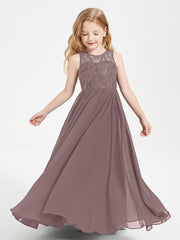 Abiti Damigella Junior Lunghi Top In Pizzo Trasparente Malva Vintage
