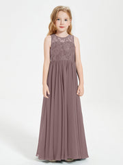 Abiti Damigella Junior Lunghi Top In Pizzo Trasparente Malva Vintage