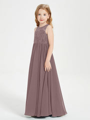Abiti Damigella Junior Lunghi Top In Pizzo Trasparente Malva Vintage