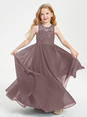 Abiti Damigella Junior Lunghi Top In Pizzo Trasparente Malva Vintage